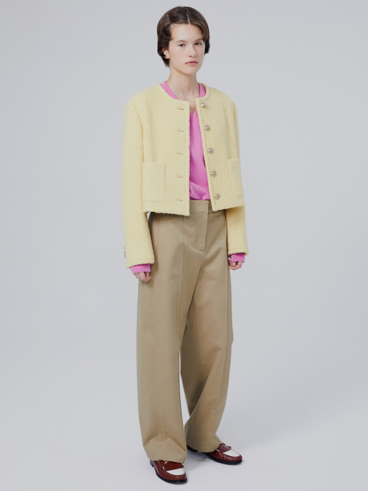 Cropped tweed jacket - YELLOW (HSJA2DH22Y1)