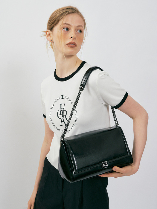 CLASSIC LOGO BIG CHAIN BAG [BLACK - CRINKLE]