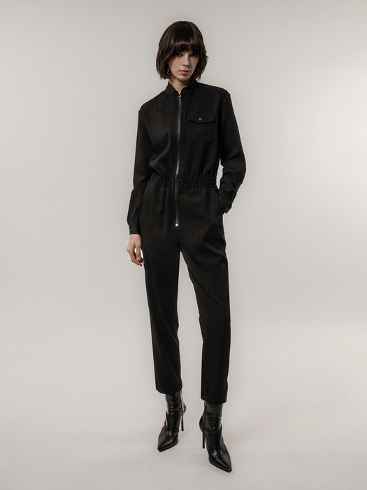 Zip-Front Tencel Jumpsuit[Black(WOMAN)]_UTP-SJ01 