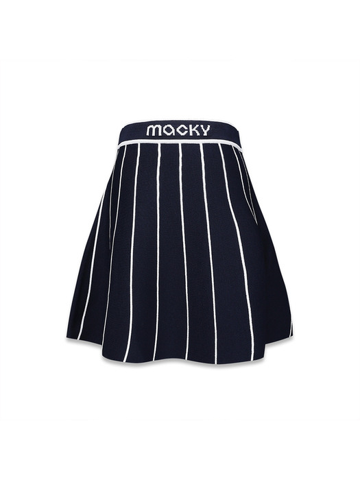 stripe knit skirt navy