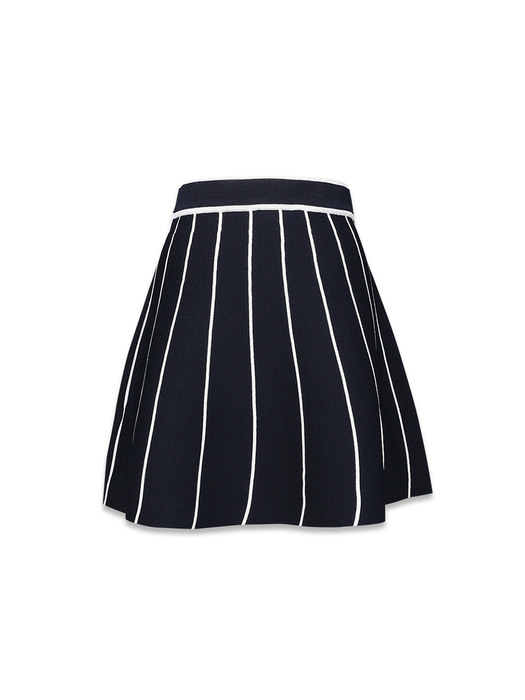 stripe knit skirt navy