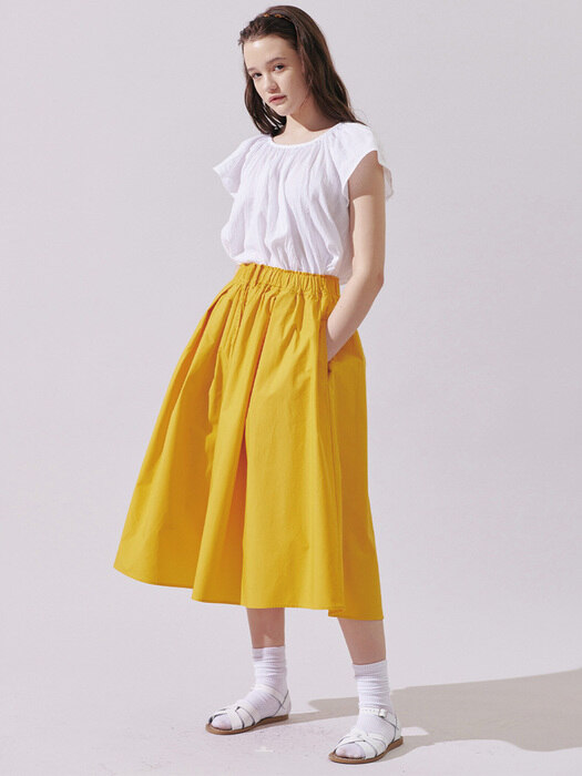  Haru Banding Flare Skirt / Yellow
