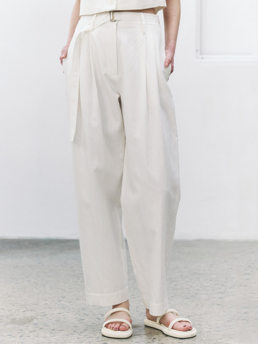  Linen belted pants (white)