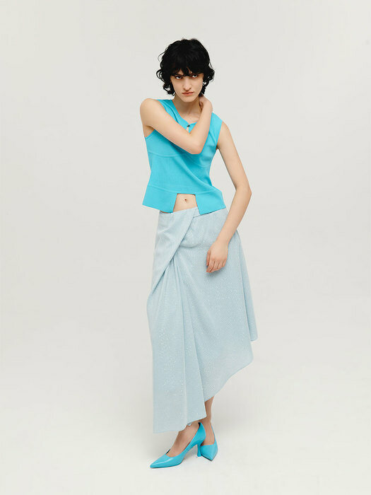 SLEEVELESS KNIT TOP (BLUE)