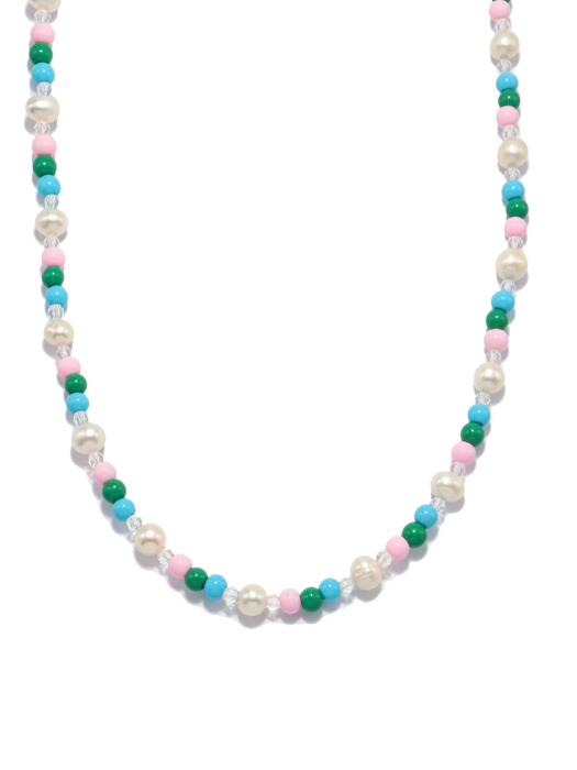Bubble Fresh-water-pearl Silver Necklace In441 [Silver]