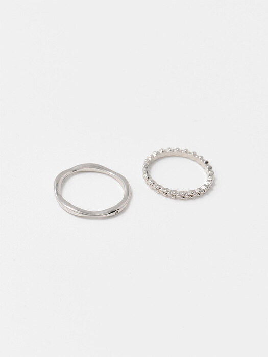 [Wavy layered set rings 1+1]