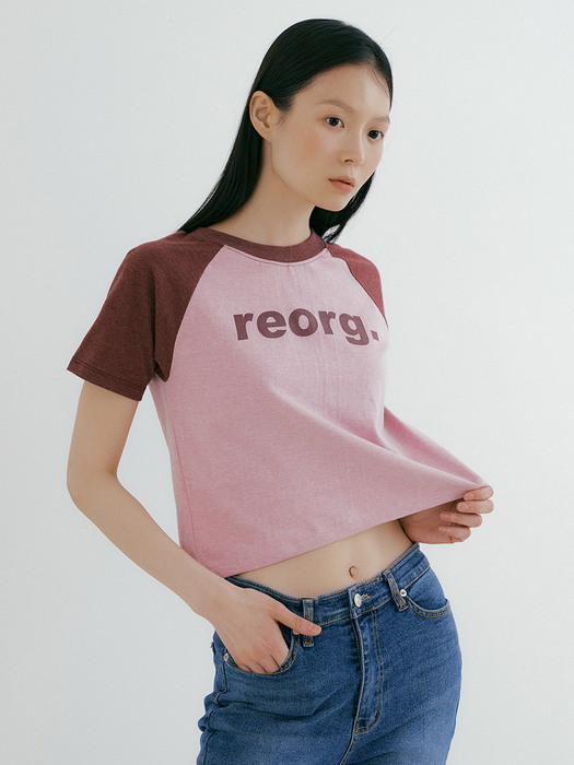 TIR LOGO RAGLAN CROP T-SHIRTS PINK