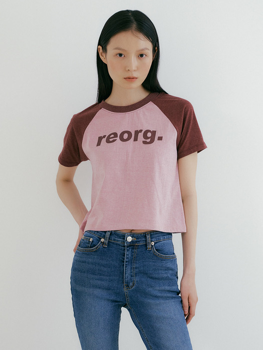 TIR LOGO RAGLAN CROP T-SHIRTS PINK