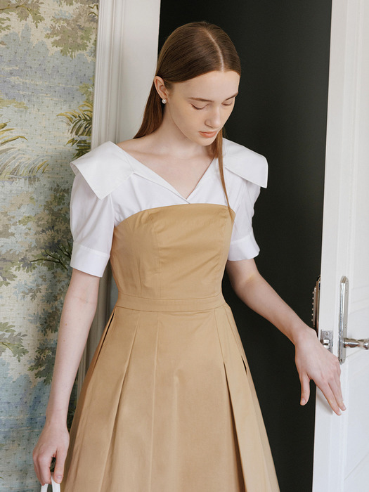 비에이유 바이 브라이드앤유]JENNIFER Shirt layered midi dress