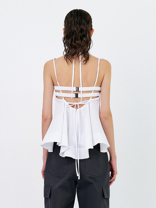 STRAPPY SLEEVELESS CAMISOLE TOP - WHITE
