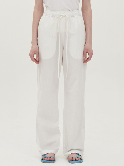 crease cotton string pants_white