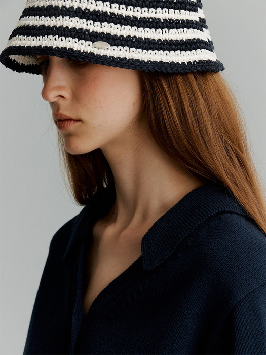 Knitted Bucket Hat(Stripe)