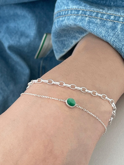  Silver925 Mini Stone bracelet_green