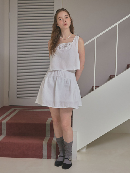 Pristine shirring skirt (white)