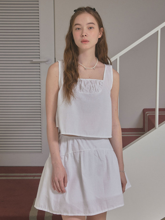 Pristine shirring skirt (white)