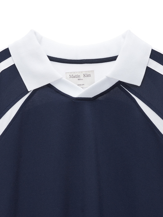 SPORTY TRACK JERSEY TOP IN NAVY