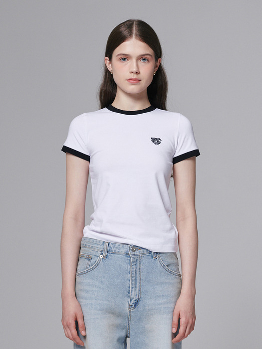 Heart ringer T shirt - White/Black