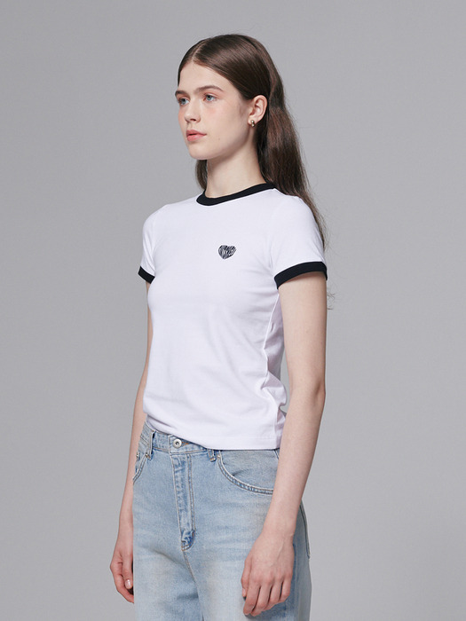 Heart ringer T shirt - White/Black