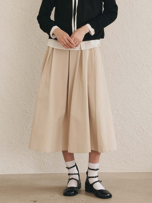 WD_Cotton pleated midi skirt
