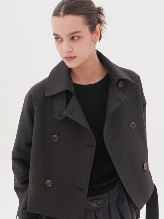 Cropped Trench Coat _Black