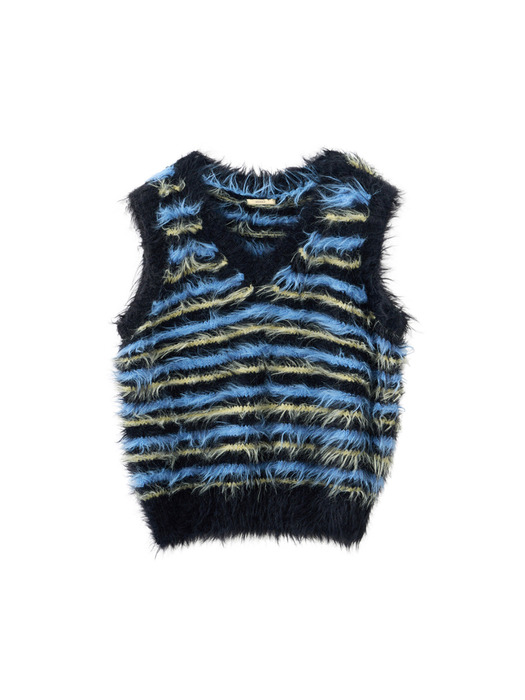 UNISEX, Danke Hairy Stripe Knit Vest / Night Sky