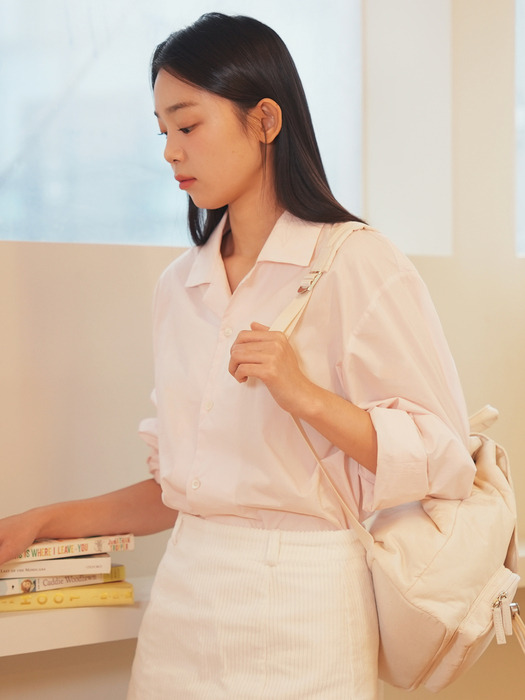 classic logo open-collar shirt (baby pink)