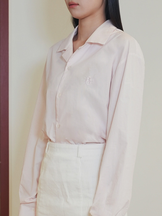 classic logo open-collar shirt (baby pink)