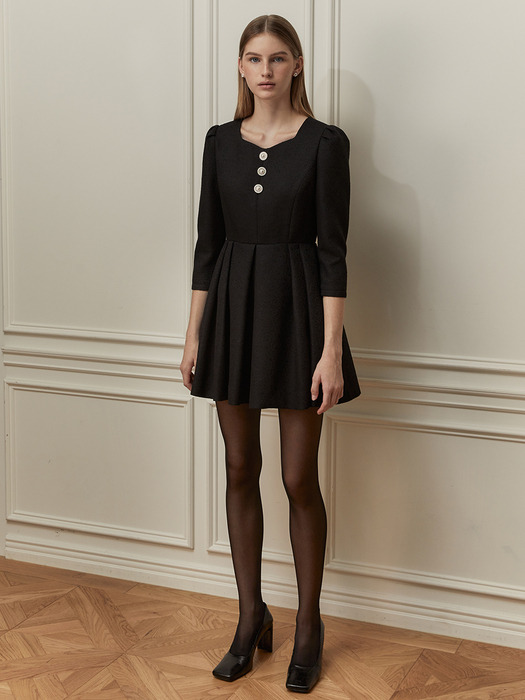 Tweed Flare Dress_Pearl Black