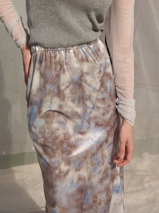 Claude Sunrise Velvet Midi Skirt_Brown