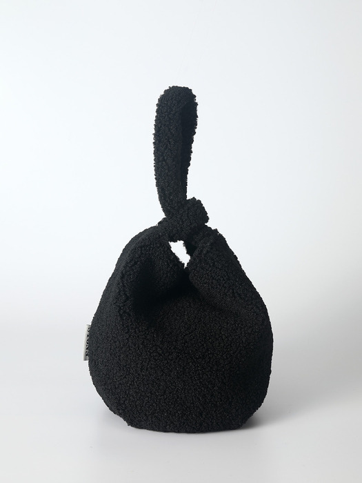 Wool dumpling wrist bag - Black