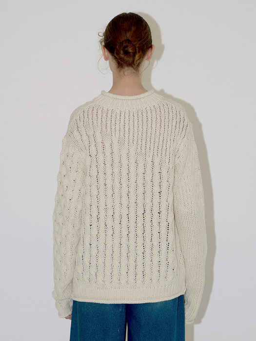 CABLE OVER CARDIGAN (ivory)