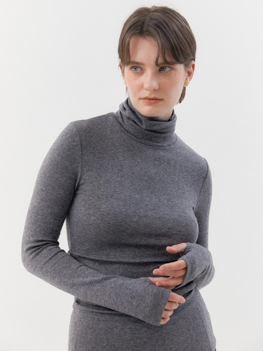 Wool Warmer Turtleneck Long-Sleeved T-shirt (Grey)