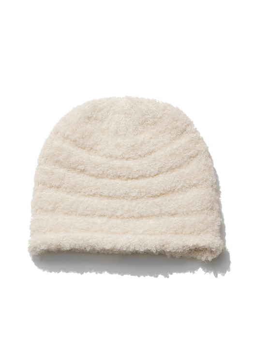 BOUCLE ROLLED BEANIE, IVORY