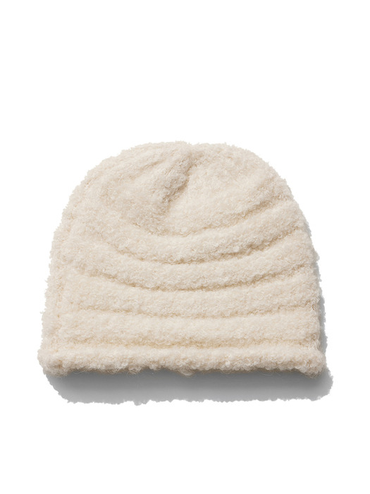 BOUCLE ROLLED BEANIE, IVORY