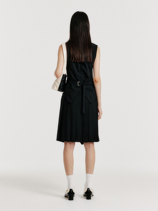 YULIN Layered Vest Dress - Navy/Black
