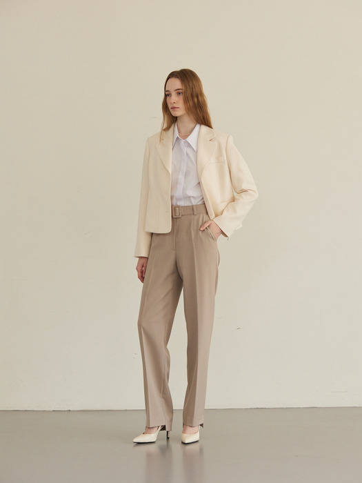 Essential Semi Wide Slacks (Beige)