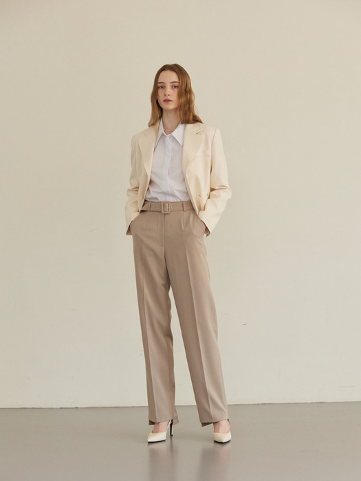 Essential Semi Wide Slacks (Beige)