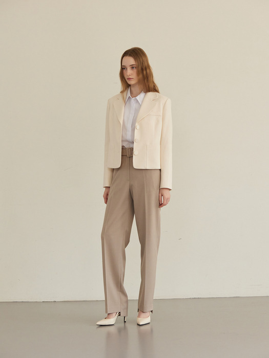 Essential Semi Wide Slacks (Beige)