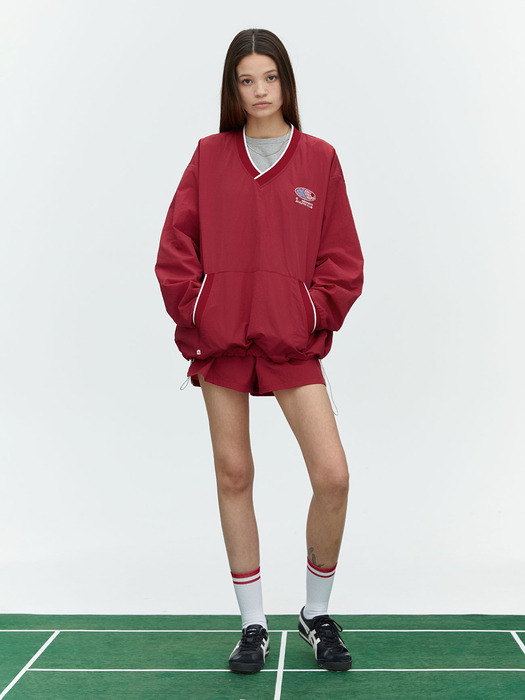 HEARTTRACK VNECK NYLON ANORAK JACKET_RED