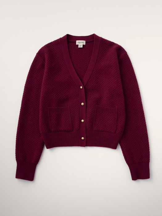 Benette V-neck Cardigan (Burgundy)