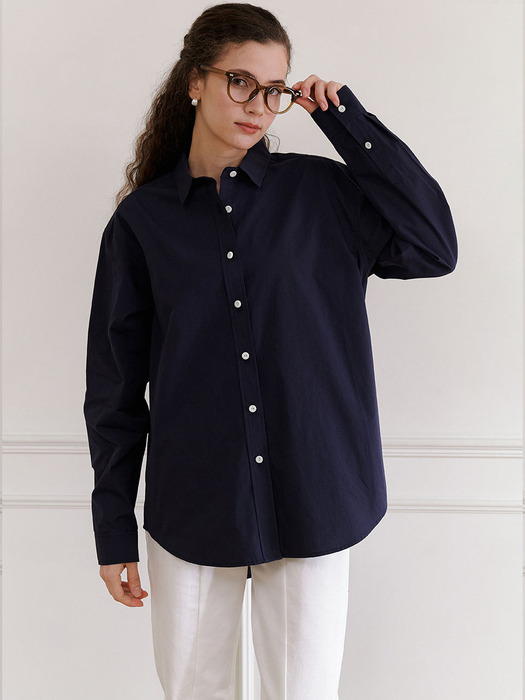 Relaxed cotton shirt (Navy)