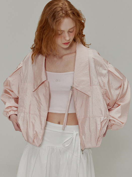 Shining collar nylon Jacket_Peach pink
