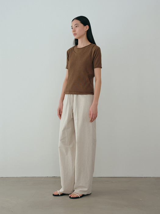 ribbed knit top (sand brown)