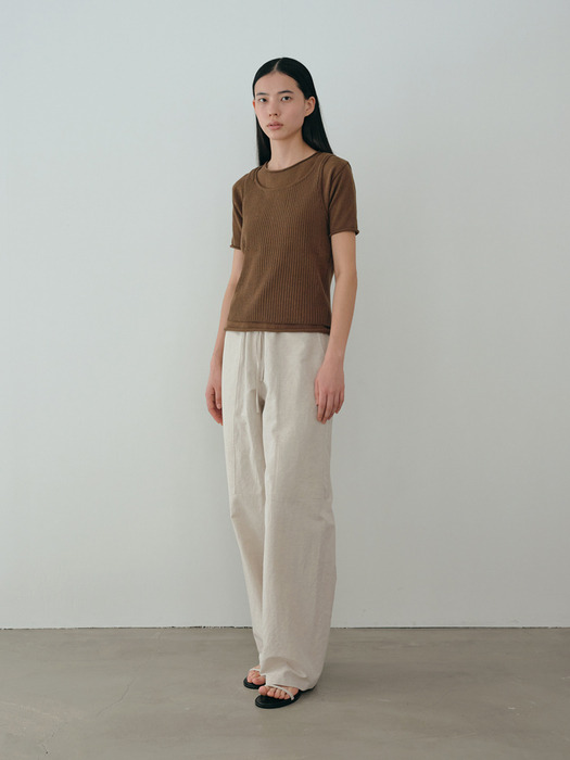ribbed knit top (sand brown)