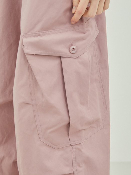 Waist-Detail Two Way Cargo Trousers (PINK)