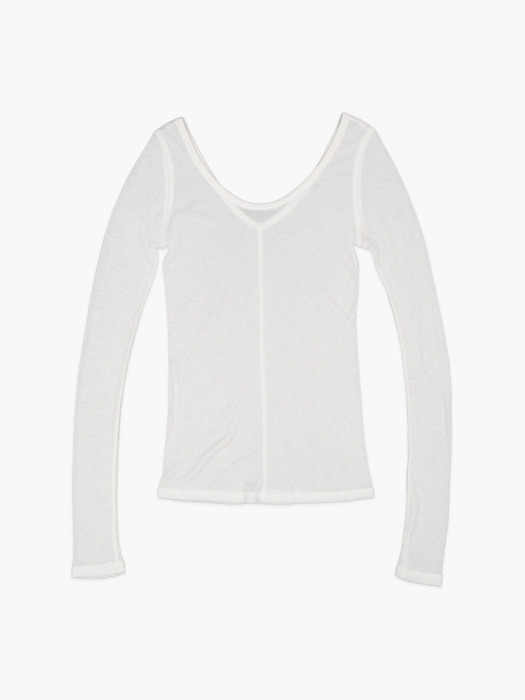 LONG SLEEVE SHEER JERSEY TOP_OFF WHITE