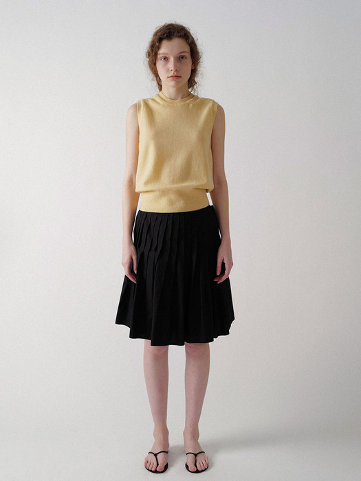 Sai cotton pleated skirt (Black)