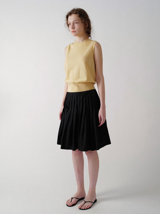 Sai cotton pleated skirt (Black)