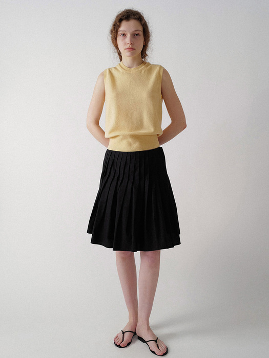 Sai cotton pleated skirt (Black)