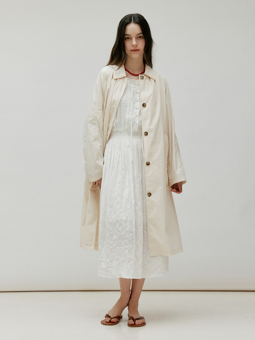 SHIRRING TRENCH COAT_IVORY